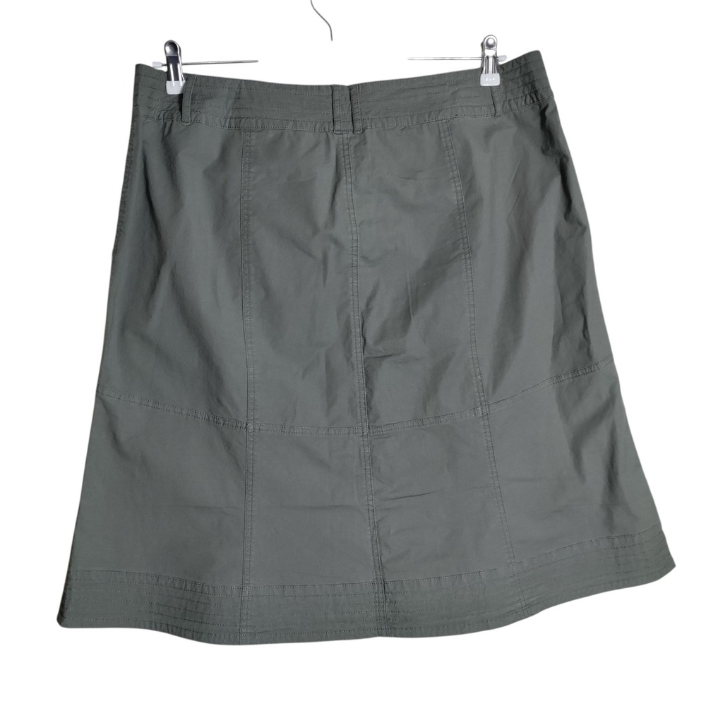 Avenue Stretch Women 16 Olive Green Cotton Blend A-Line Knee Length Skirt 3198